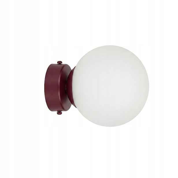Emibig Magnus nástěnná lampa vínově bílá skleněná koule 1xE14 10W