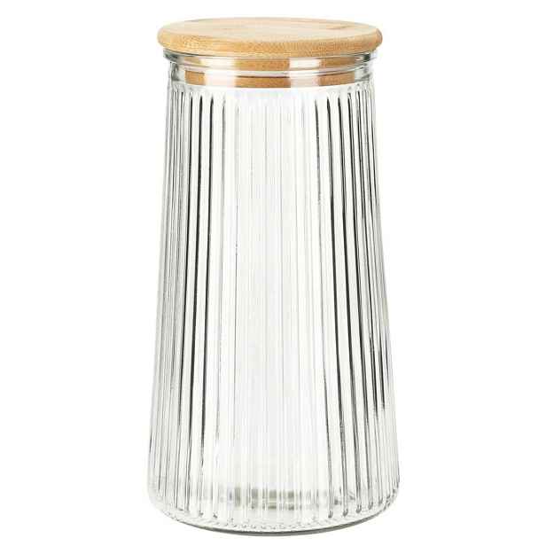 Excellent Houseware Skleněná dóza na potraviny Elegancia 1400 ml bambus/čirá