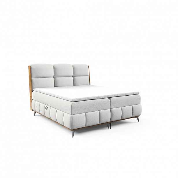 Home Collective BOXSPRINGOVÁ POSTEL s úložným prostorem a topperem 200x200 cm světle šedá