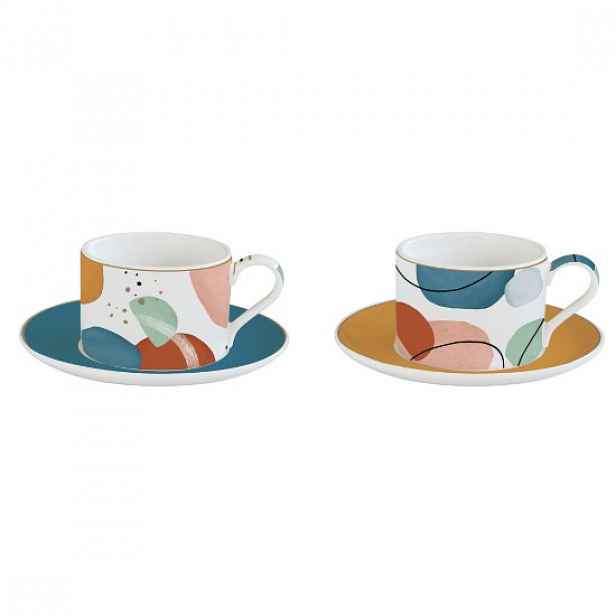 Sada 2 šálků a podšálků, porcelán, 240ml, "Shapes" - Easy Life