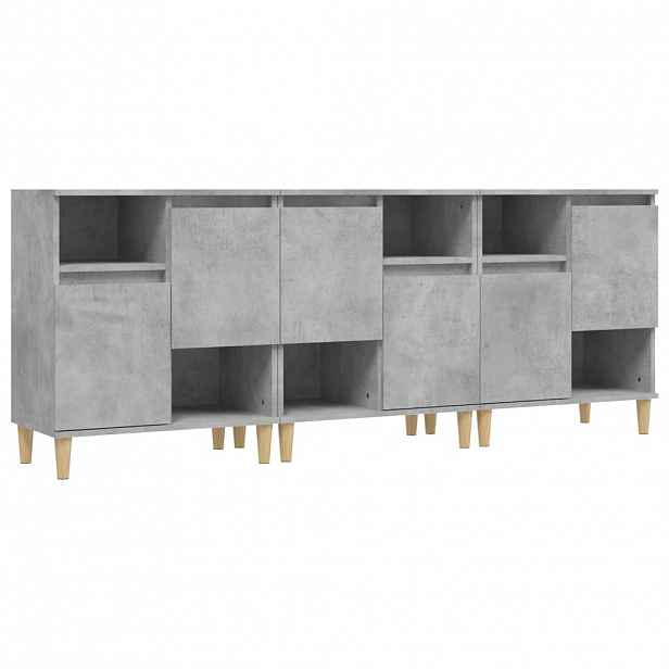 vidaXL Příborníky 3 ks betonově šedé 60 x 35 x 70 cm kompozitní dřevo