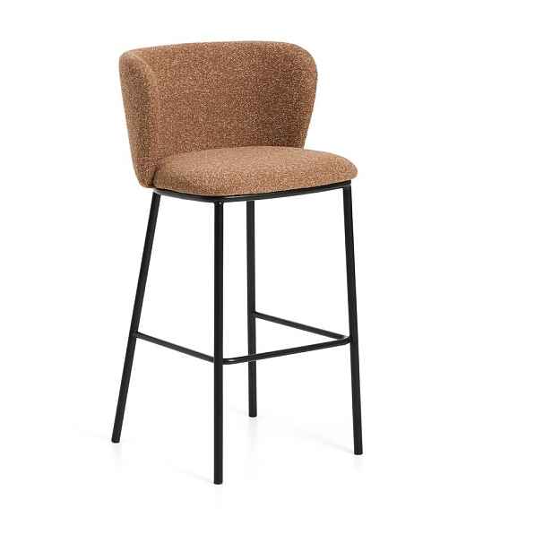 Čalouněná barová židle v terakotové barvě (výška sedáku 75 cm) Ciselia – Kave Home