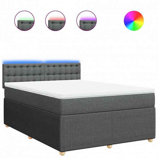 vidaXL Box spring postel s matrací tmavě šedý 140 x 190 cm textil