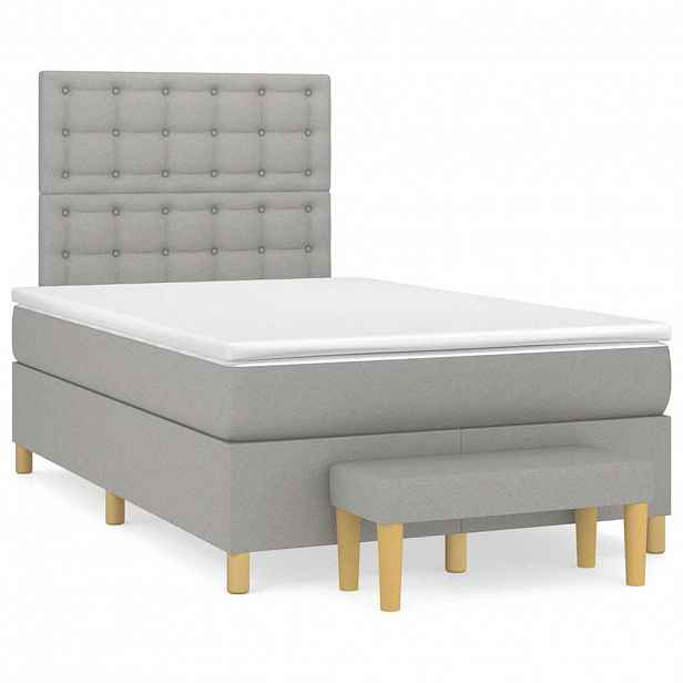 vidaXL Box spring postel s matrací světle šedá 120x190 cm textil