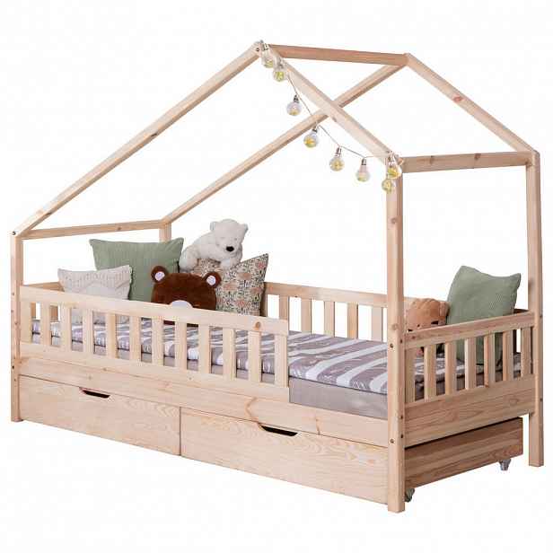 Livetastic DĚTSKÁ POSTEL SE STŘÍŠKOU, 100/200 cm, přírodní barvy