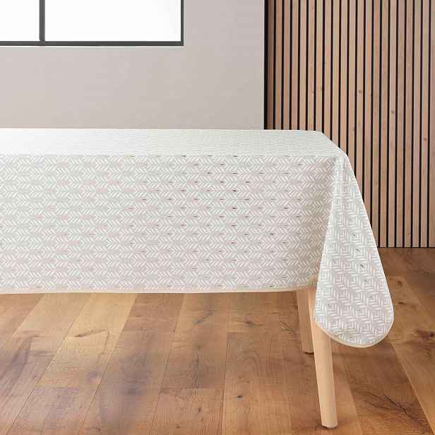 Obdélníkový Béžový Ubrus S Lesklým Vzorem Do Jídelny, Rozměr 145 X 240 CM