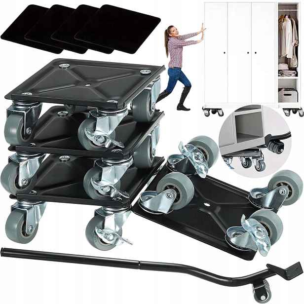 Sada Transportních Válečků Pro Posouvání Brzd 800 Kg Otáčení O 360° Rukojeť
