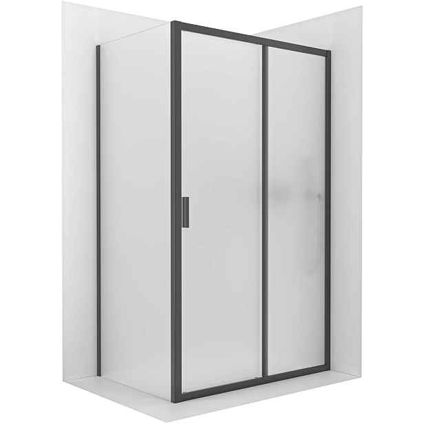 Sprchový kout Varone LINE L/P - 6 mm - černá matná, mléčné sklo - 140x90 cm - posuvný