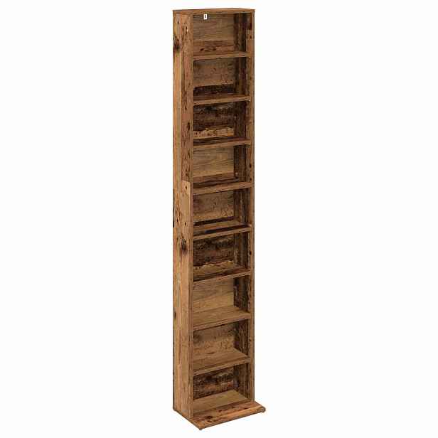 vidaXL CD skříň Staré dřevo 33 x 23,5 x 175 cm Kompozitní dřevo