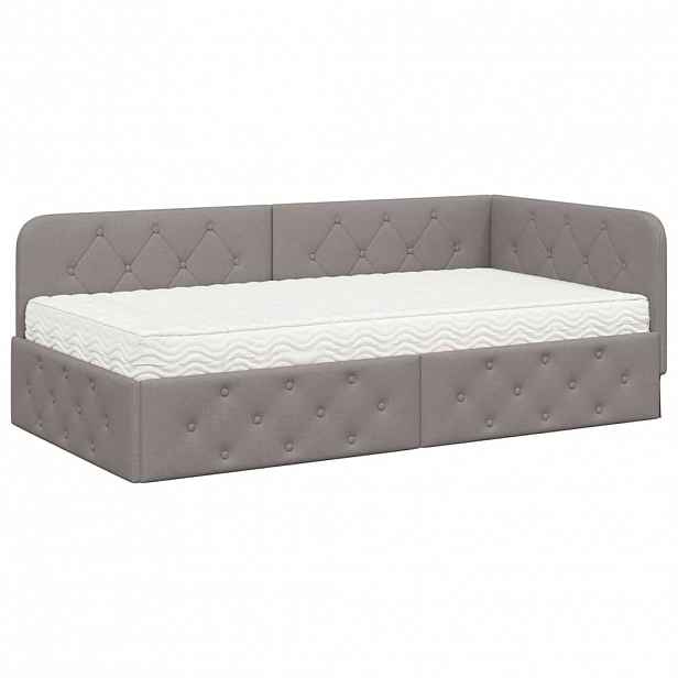vidaXL Rohový rám postele Taupe 100 x 200 cm textil