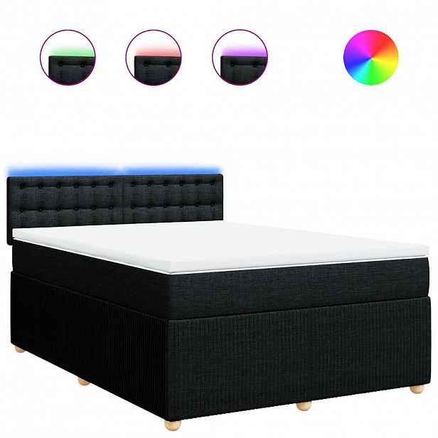 vidaXL Box spring postel s matrací černá 140 x 190 cm textil
