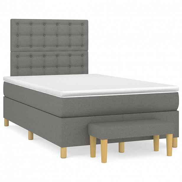 vidaXL Box spring postel s matrací tmavě šedá 120x190 cm textil