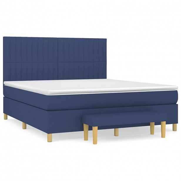 vidaXL Box spring postel s matrací modrá 180x200 cm textil