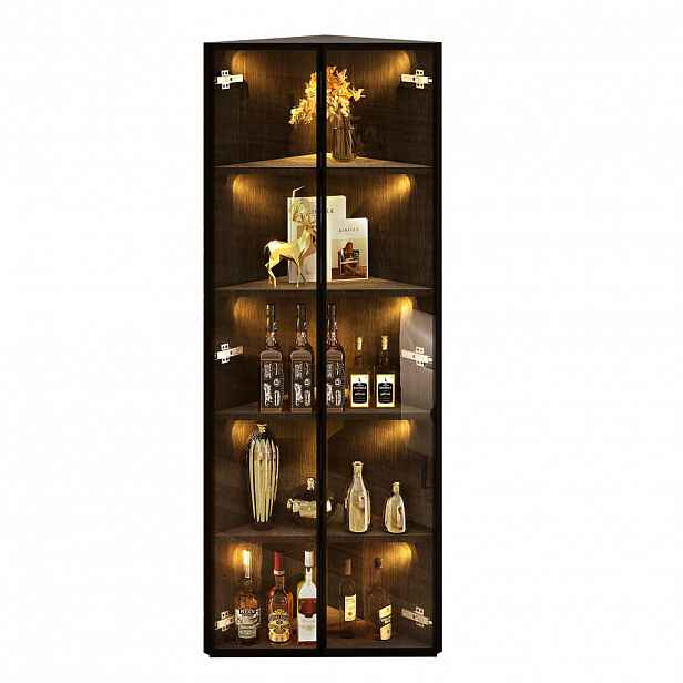 FLIEKS VITRÍNA 62cm Černá Sklo LED Rohová Moderní