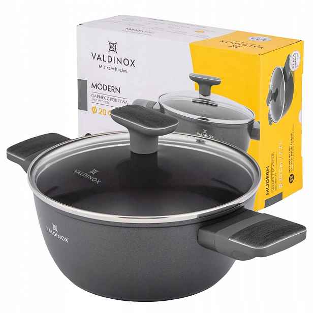 Hrnec 2,2 l, nepřilnavý, indukční, plynový, s poklicí Valdinox Modern 20 cm