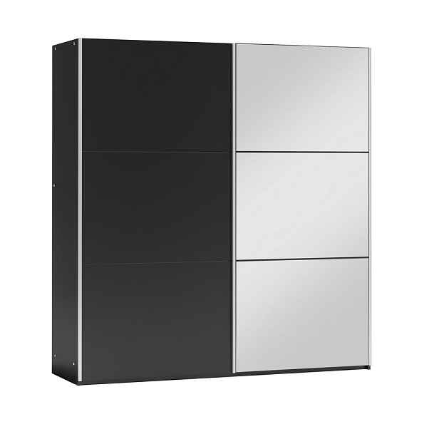 MASSENO ŠATNÍ SKŘÍŇ S POSUVNÝMI DVEŘMI IVERN, 122/215/65 cm 2dveřová se zrcadlem, černá