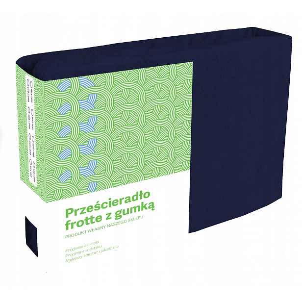 Prostěradlo 200x220 Froté S Gumičkou, Tmavě Modré, Husté