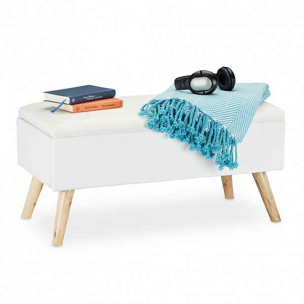 Relaxdays LAVICE Bílá čalouněná s úložným prostorem 79,5 cm