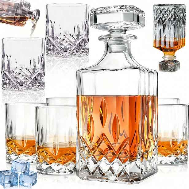 Sada Na Whisky Karafa Sklenice Dárek Pro Chlapa Křišťál Bezolovnatý
