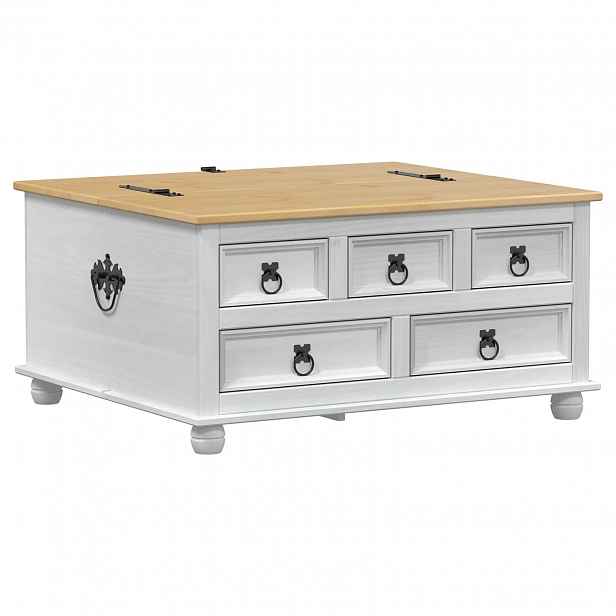 vidaXL storage box s policí Bílá 90 x 78 x 45 cm Masivní borové dřevo