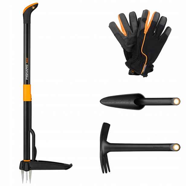 Fiskars Nástroje Sada vytrhávačů plevele lopatka motyčka rukavice