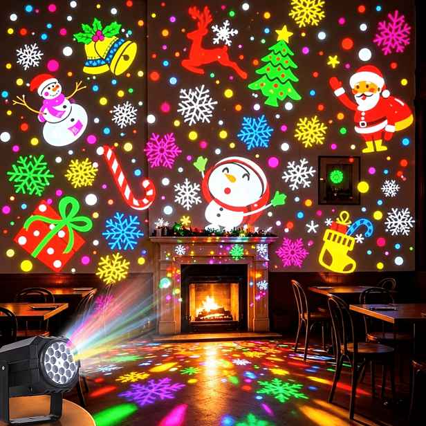 TEMU LED Vánoční Stolní Party Projekční Světlo, Vánoční HD Projekční Atmosférické Noční Světlo, 360-Stupňová Rotující Vnitřní Sváteční Dekorace,