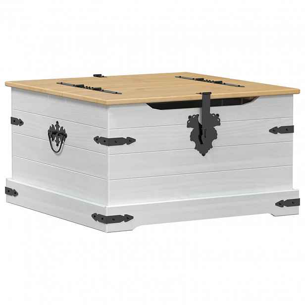 vidaXL storage box s policí Bílá 78 x 78 x 45 cm Masivní borové dřevo
