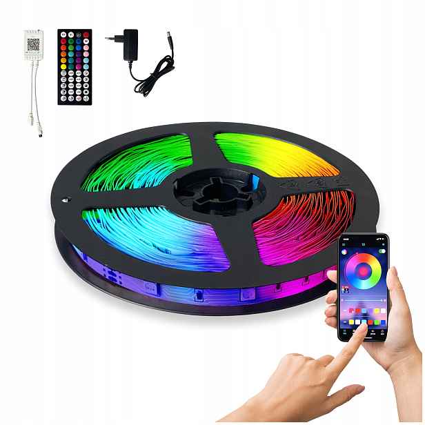 Led pásek Barevná aplikace Smart Home Dálkový Ovladač Blikání v rytmu hudby Rgb 15 m