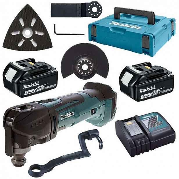 Makita - 18V AKU oscilační multibruska s příslušenstvím, 2x aku 3,0 Ah, nabíječka DTM51RFJX1