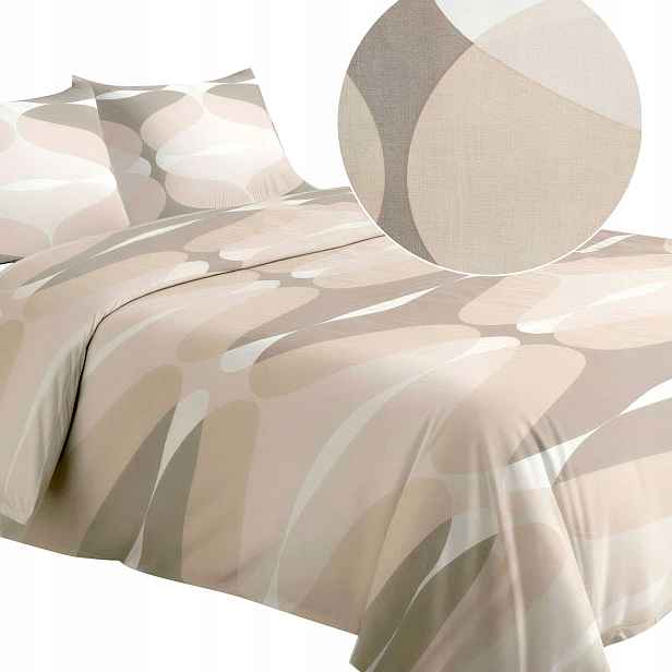 Povlečení bavlněné 160x200 Geometrie béžová hnědá 71514/1 Cottonlove