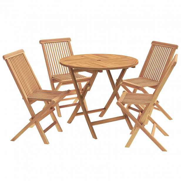 vidaXL 5dílný skládací zahradní bistro set Přírodní