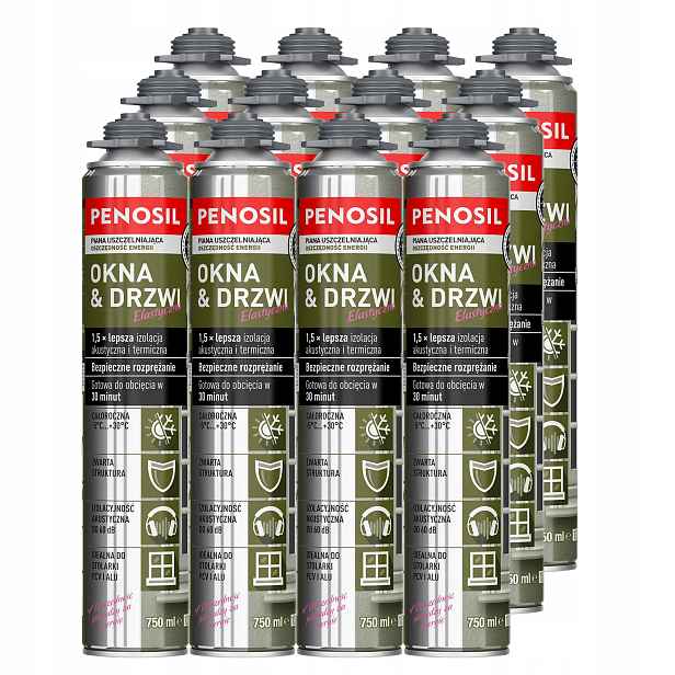 12 x Elastická pěna pro těsnou montáž Penosil -5C Celoroční