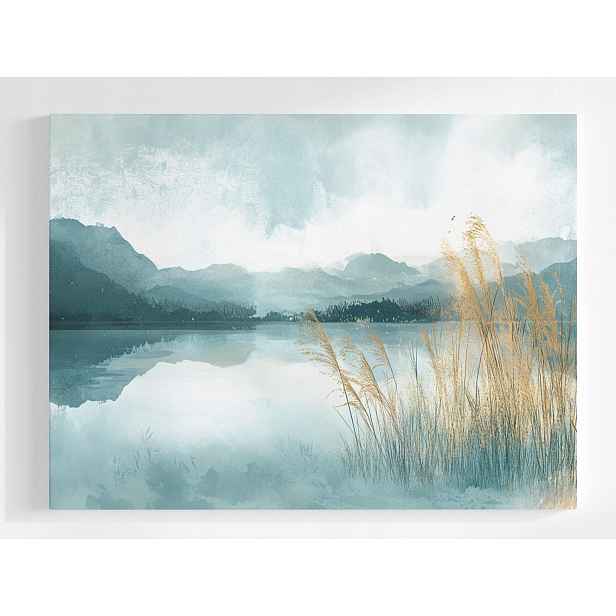 Plakát Krajina Hory Jezero Třtina Mlha 100x75