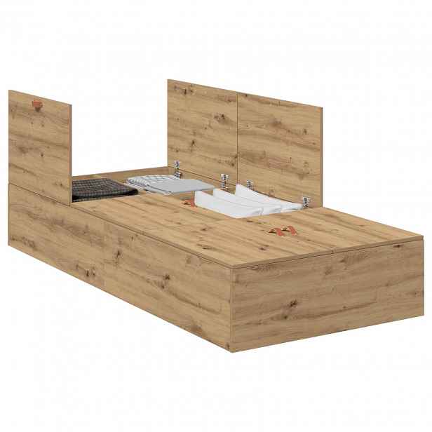 vidaXL Rám postele s úložným prostorem Artisanový dub 100 x 200 cm