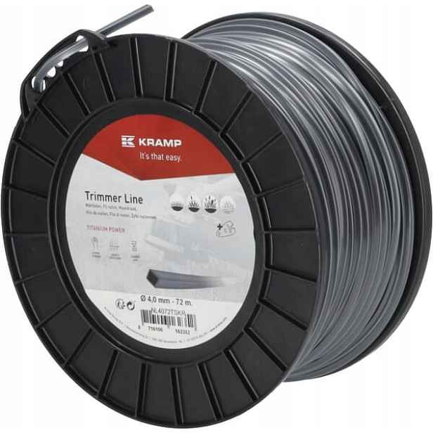 Žací struna Ø 4 mm 72 m čtvercová Titanium Power šedá Kramp NL4072TSKR