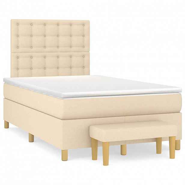 vidaXL Box spring postel s matrací krémová 120x190 cm textil