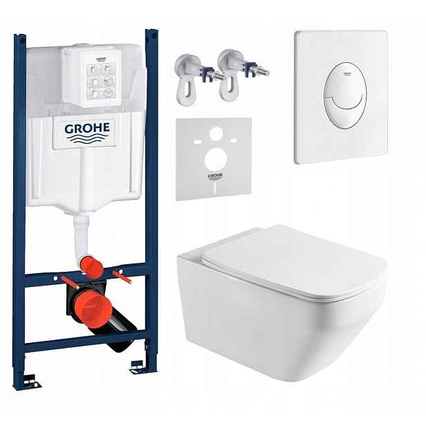 Sada Wc Stelaz Grohe Wc mísa Tornado Imprese Tlačítko Bílá Fresh