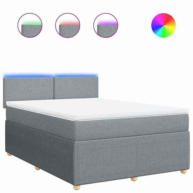 vidaXL Box spring postel s matrací světle šedá 140 x 200 cm textil