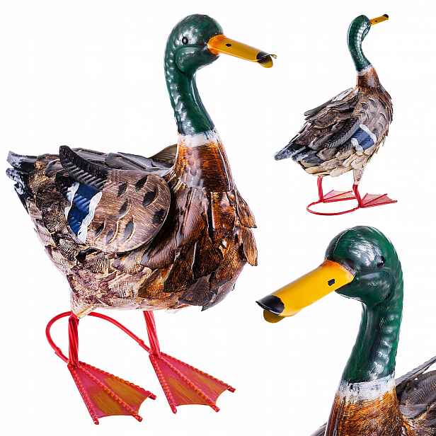 Figura Do Zahrady Kachna 41 cm Zahradní Ocelová Figurka Dekorace Velká Ozdoba