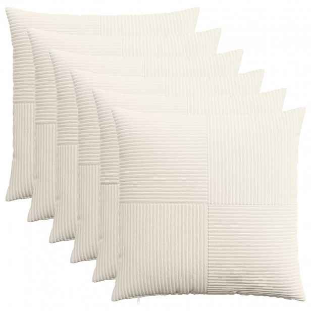vidaXL Povlak na polštář 6 pcs ALMELO Krémová 80 x 80 cm manšestr