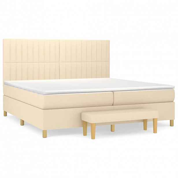 vidaXL Box spring postel s matrací krémová 200x200 cm textil