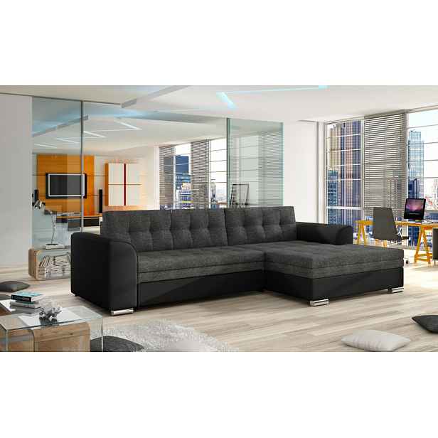 Sedací souprava Conforti Provedení: Levá varianta, látka: "Sawana 05 grey/ Soft 011 black"