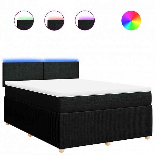 vidaXL Box spring postel s matrací černá 140x200 cm textil