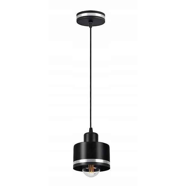 Černá kovová závěsná lampa E27 Wama Candellux