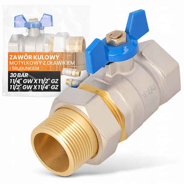 Kulový Kohout Kohoutek 1 1/4 Gw x 1 1/2 Gz Mosazný Šroubovákem PN30 Fu