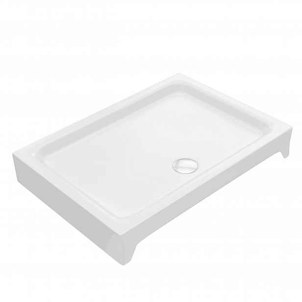 Sprchová Vanička Obdélníková 80x90 CM Comfort Vysoká Bílá 14 CM Sifon
