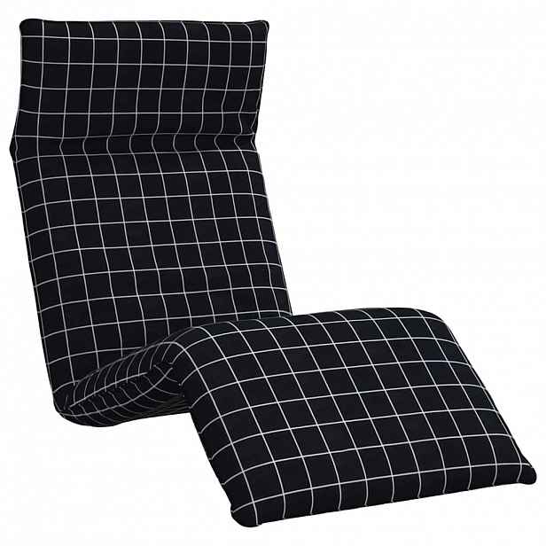 vidaXL Skládací lehátko, černý kostkovaný vzor, 175x54x8,5 cm