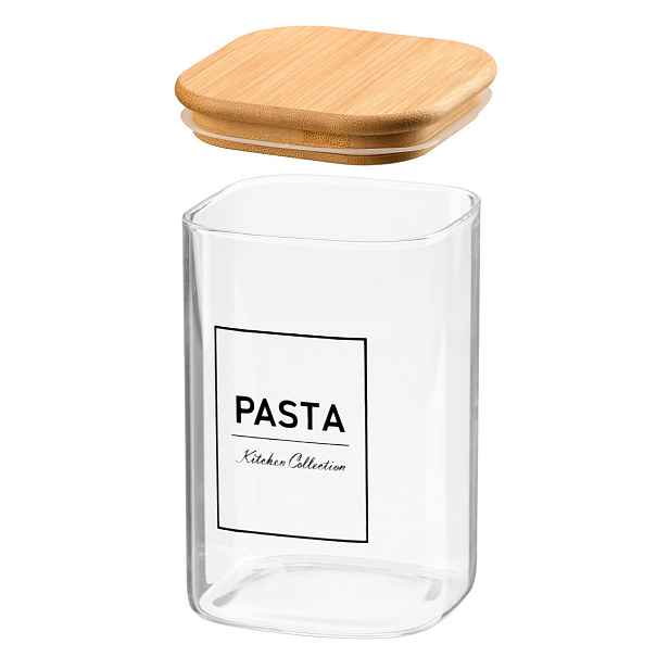 VIVALTO Skleněná kuchyňská dóza na těstoviny PASTAS 1,2 l bambus/čírá