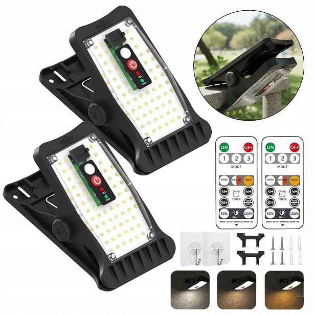 2ks Led zahradní solární lampy na schody Plot pro zahradu s pohybovým senzorem