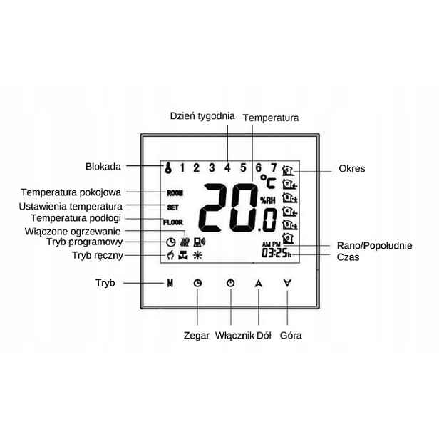 Termostat pro elektrické topení 16A černý Wi-Fi Moes BHT-2000-GBLW
